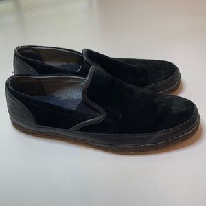 Men’s black suede slip on sneakers